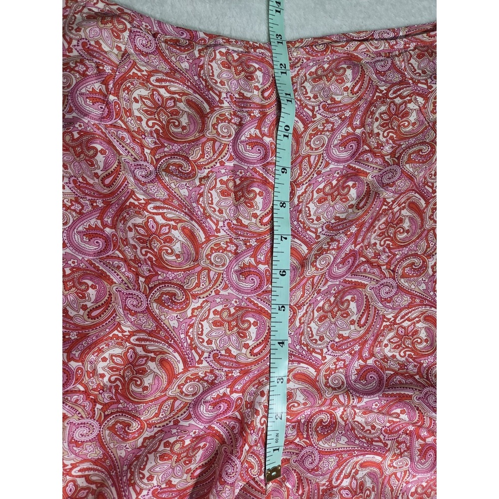 Evan Picone Womens 14 100% Silk Paisley Pants Pink Coral Lined Ankle Trouser - Picture 6 of 8